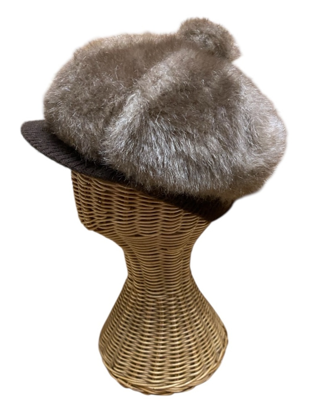 Vintage Womens Faux Fur Winter Fur Trap Style Hat Brown 70s Boho